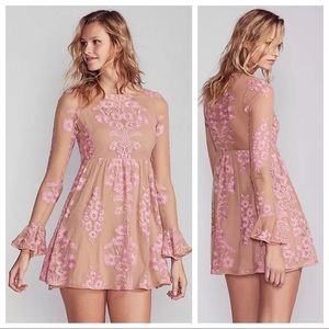 For Love & Lemons Temecula Lace Mini Dress Pink